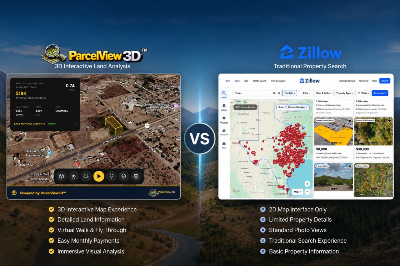 ParcelView3D vs Zillow: Which Platform Is Better for Vacant Land Research?